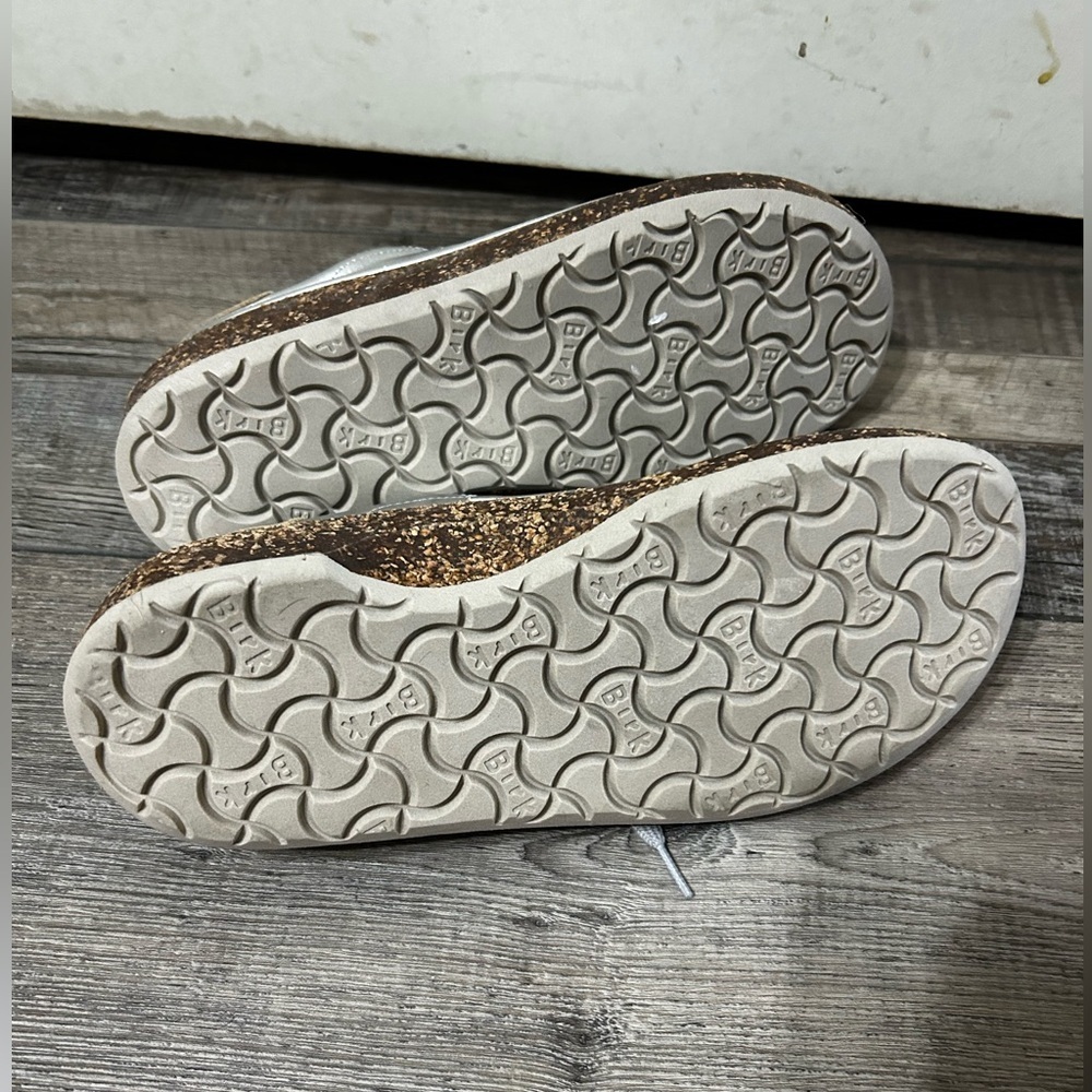 Birkenstock Lace Up Metallic Silver Sam Diego cork Sneakers - Picture 4 of 9